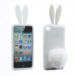 Wholesale iPod Touch 4 3D Bunny Case with Stand Up Tail  (White)